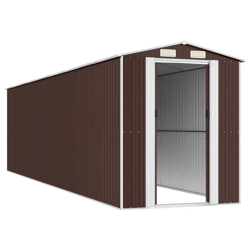 Garden Shed Galvanised Steel Dark Brown Spacious Outdoor Storage Tool House