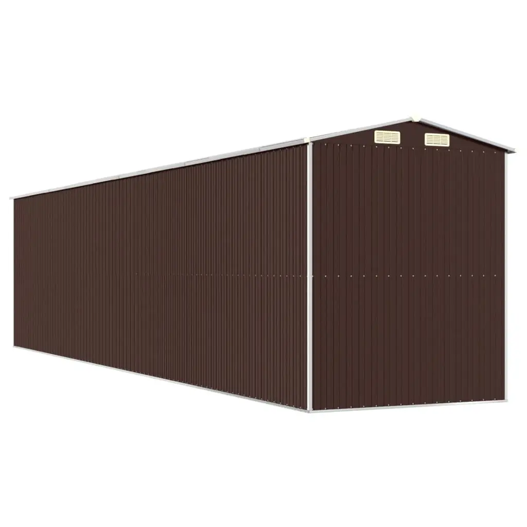 Garden Shed Galvanised Steel Spacious Dark Brown