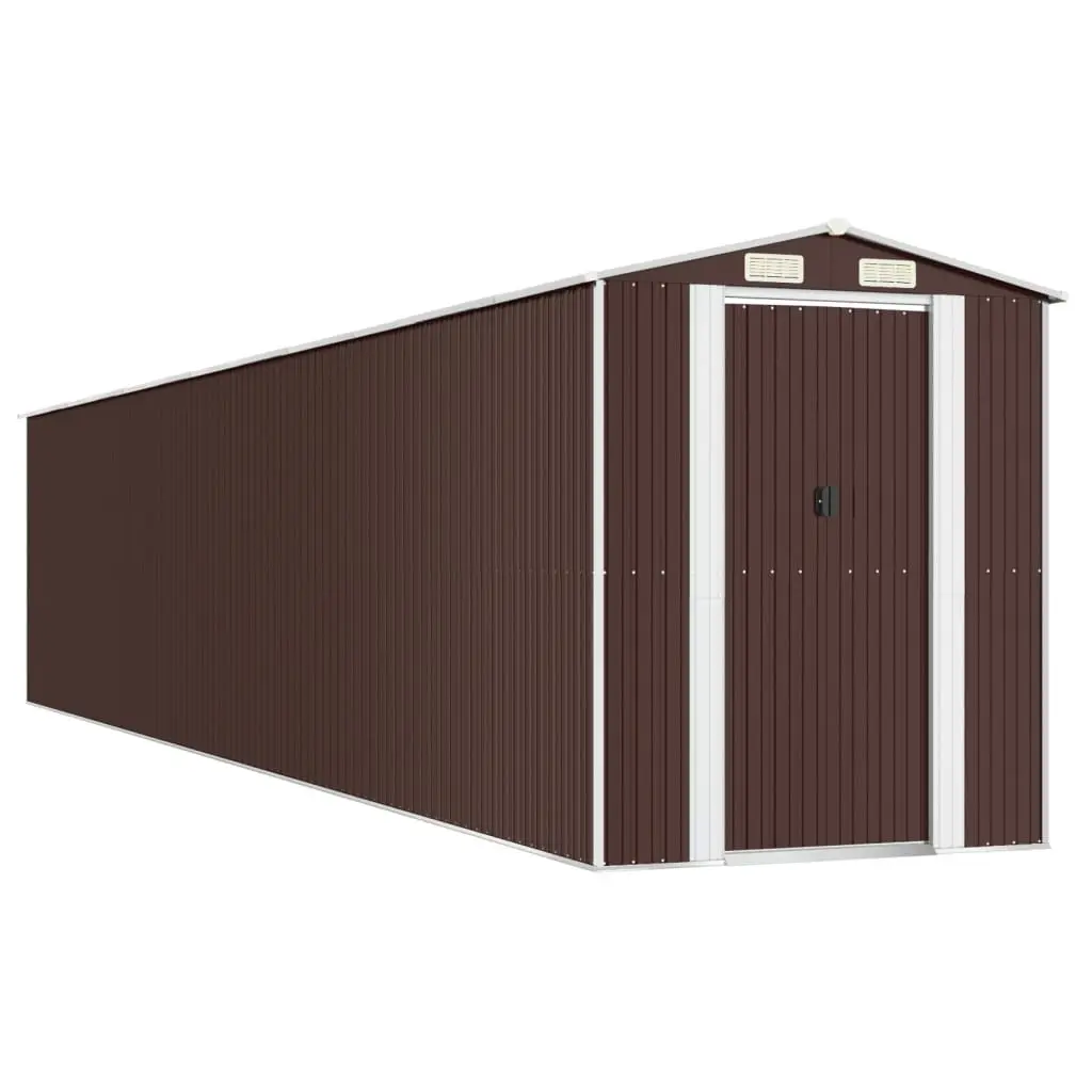 Garden Shed Galvanised Steel Dark Brown Outdoor Storage Tool Equipment 192x102x223cm