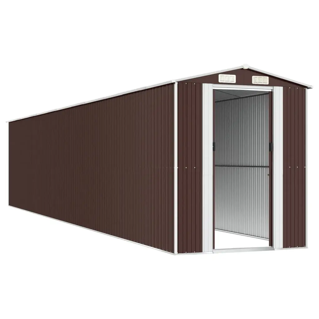 Garden Shed Galvanised Steel Dark Brown Outdoor Storage Tool Equipment 192x102x223cm