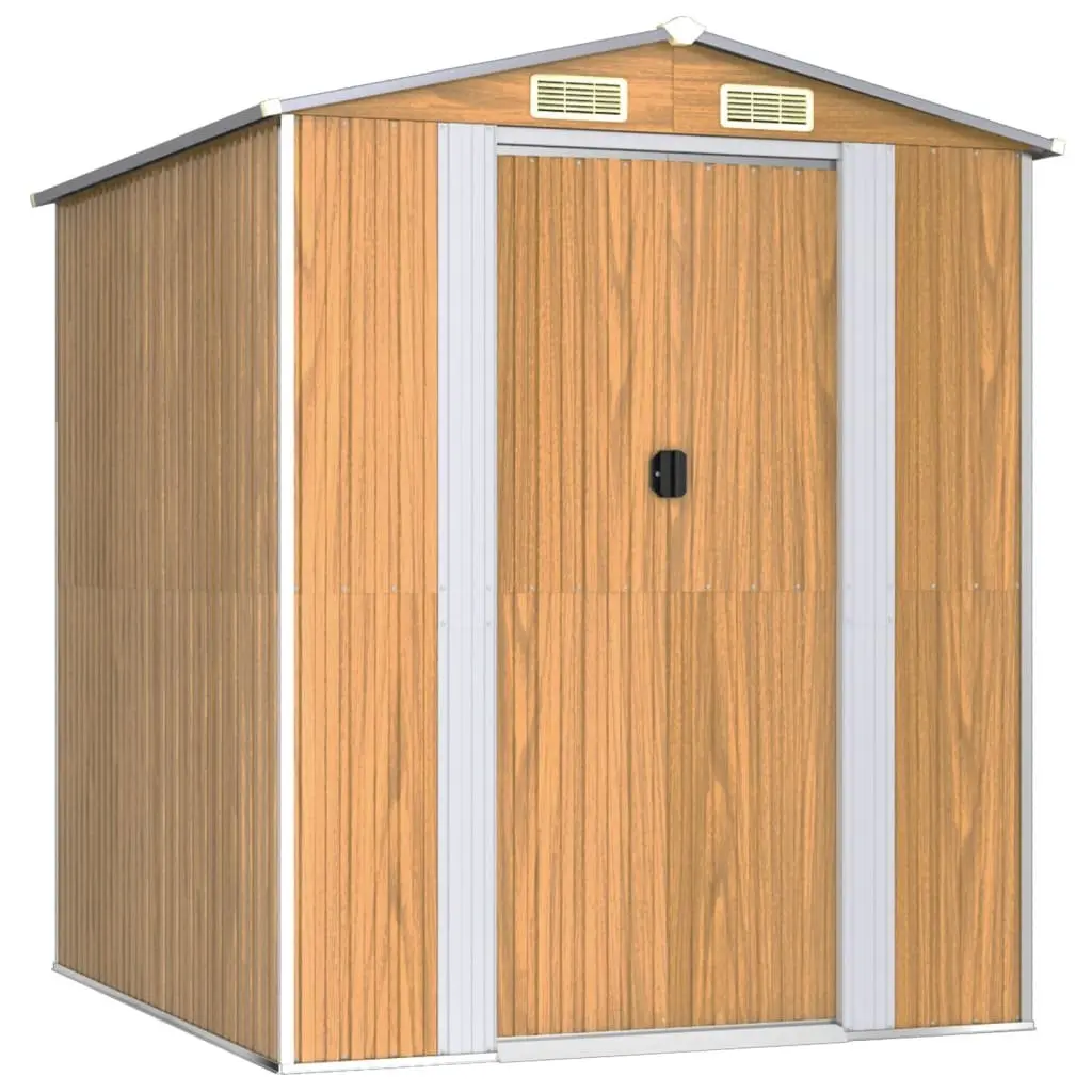 Garden Shed Galvanised Steel Brown Double Doors 192 x 191 x 223 cm