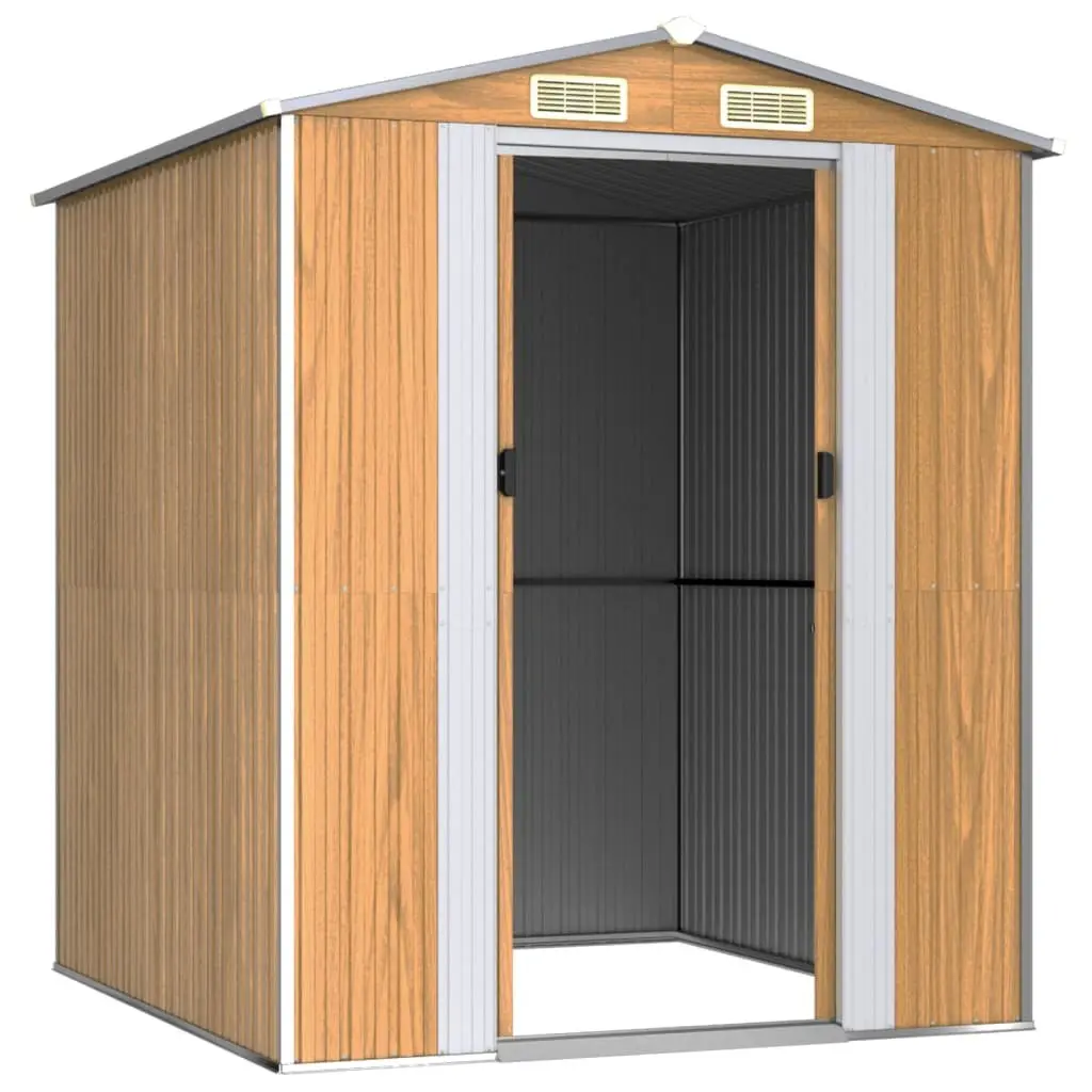 Garden Shed Galvanised Steel Brown Double Doors 192 x 191 x 223 cm