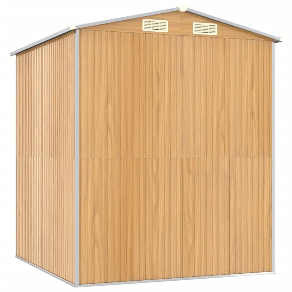 Garden Shed Galvanised Steel Brown Double Doors 192 x 191 x 223 cm