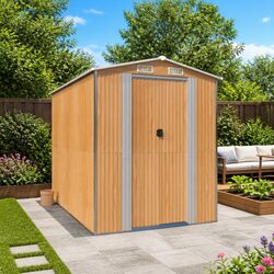 Practical Brown Shed for Storing Garden Tools and More