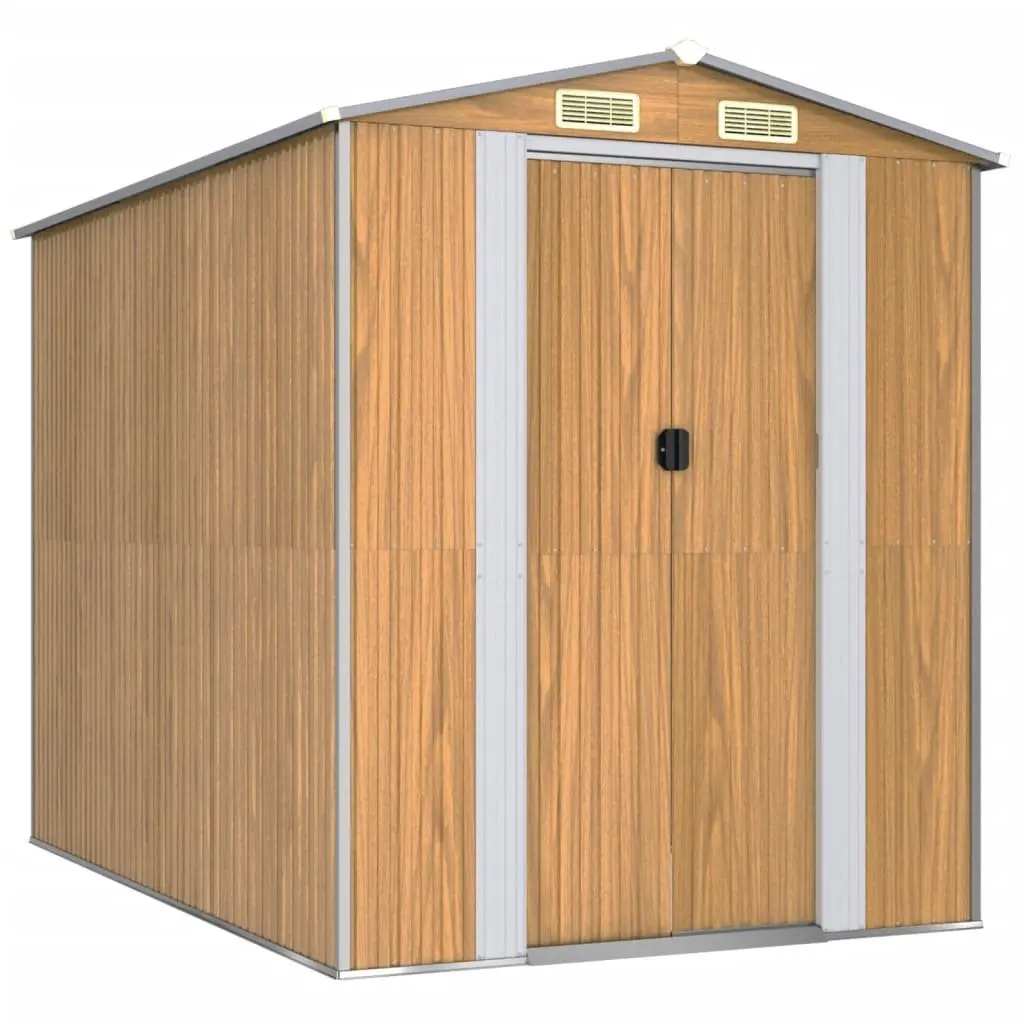 Garden Shed Galvanised Steel 192x274x223cm Brown Outdoor Storage Tool House