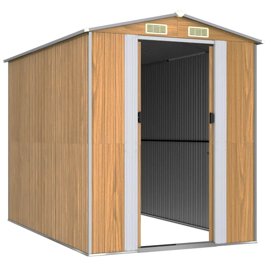 Garden Shed Galvanised Steel 192x274x223cm Brown Outdoor Storage Tool House