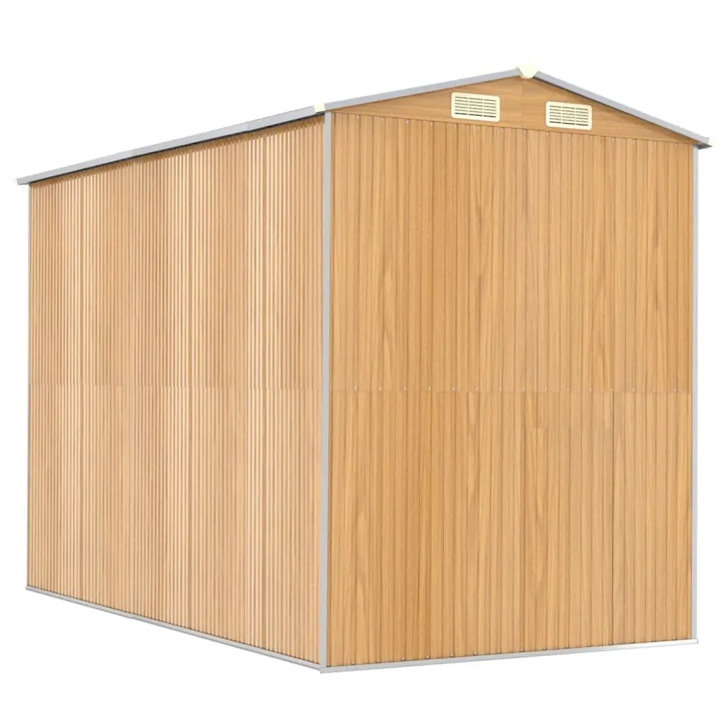 Garden Shed Galvanised Steel 192x274x223cm Brown Outdoor Storage Tool House