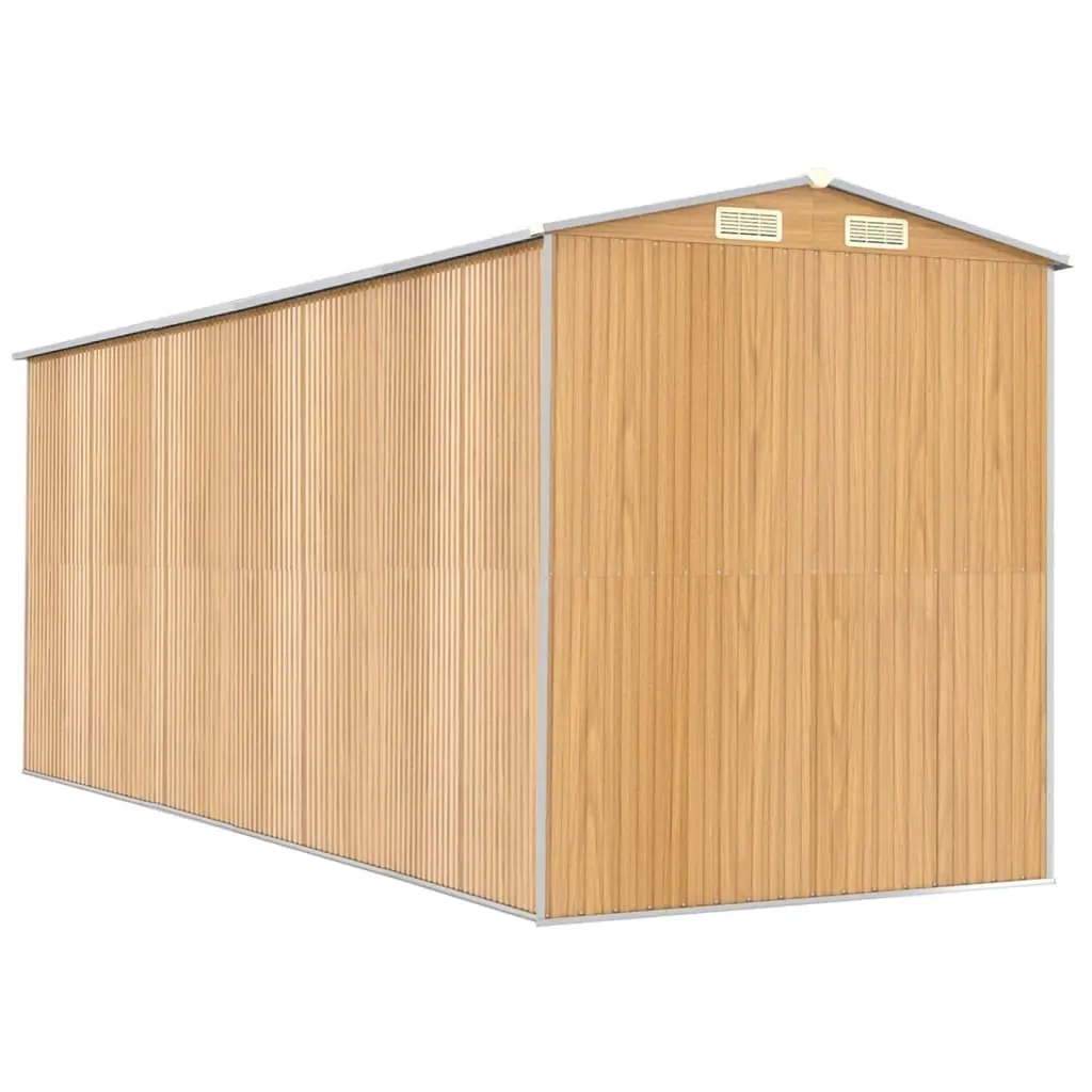 Garden Shed Galvanised Steel 192 x 523 x 223 cm Brown Outdoor Storage House