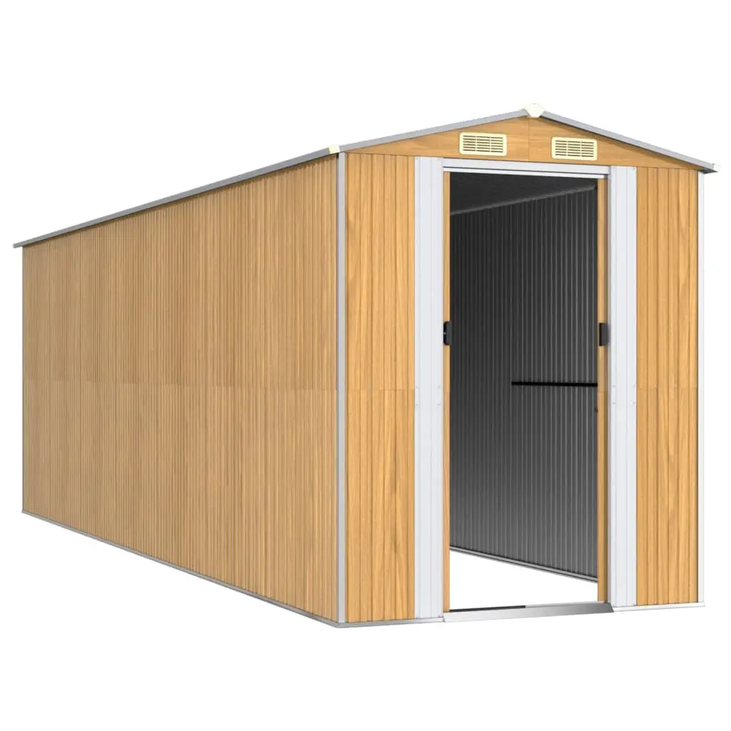Garden Shed Steel Light Brown Outdoor Storage Tool House 192x606x223cm