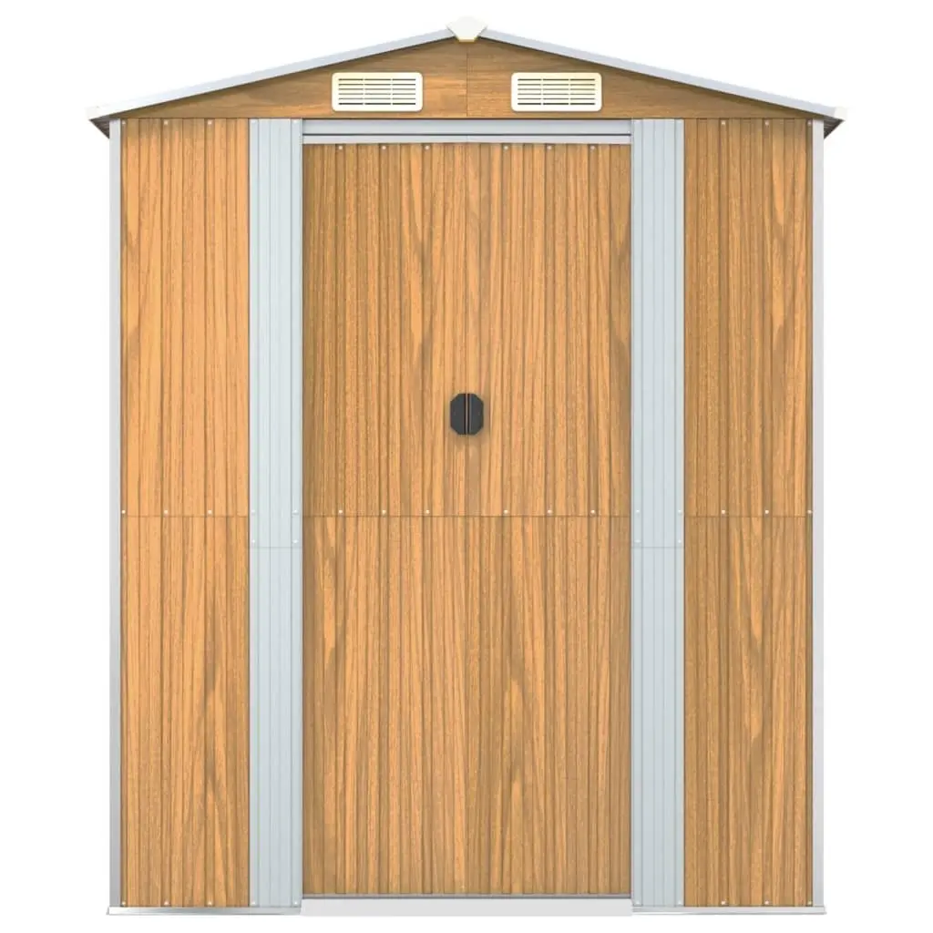 Garden Shed Galvanised Steel Light Brown Outdoor Storage Tool House Double Sliding Doors 192 x 689 x 223 cm