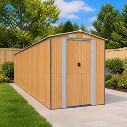 Light Brown Steel Garden Shed for Practical Storage
