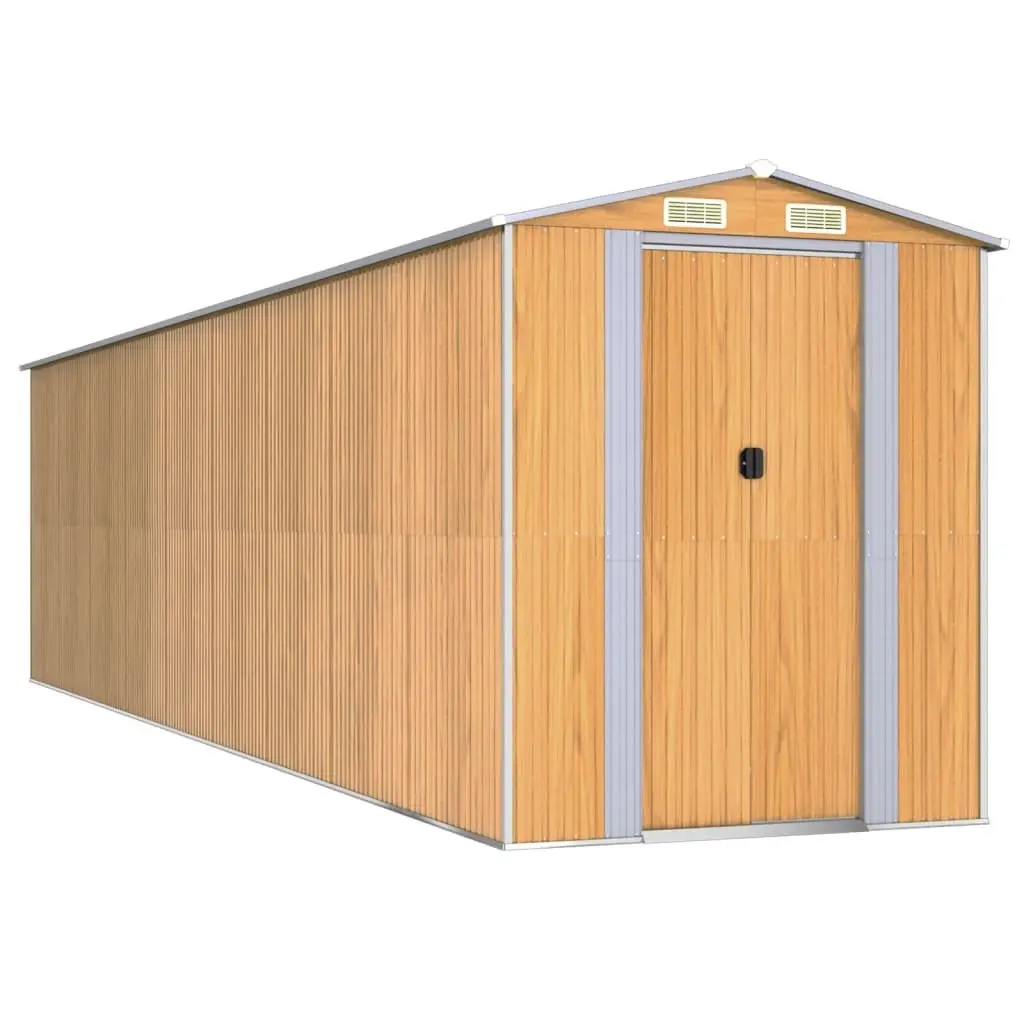 Garden Shed Light Brown Outdoor Storage Galvanised Steel Sliding Doors