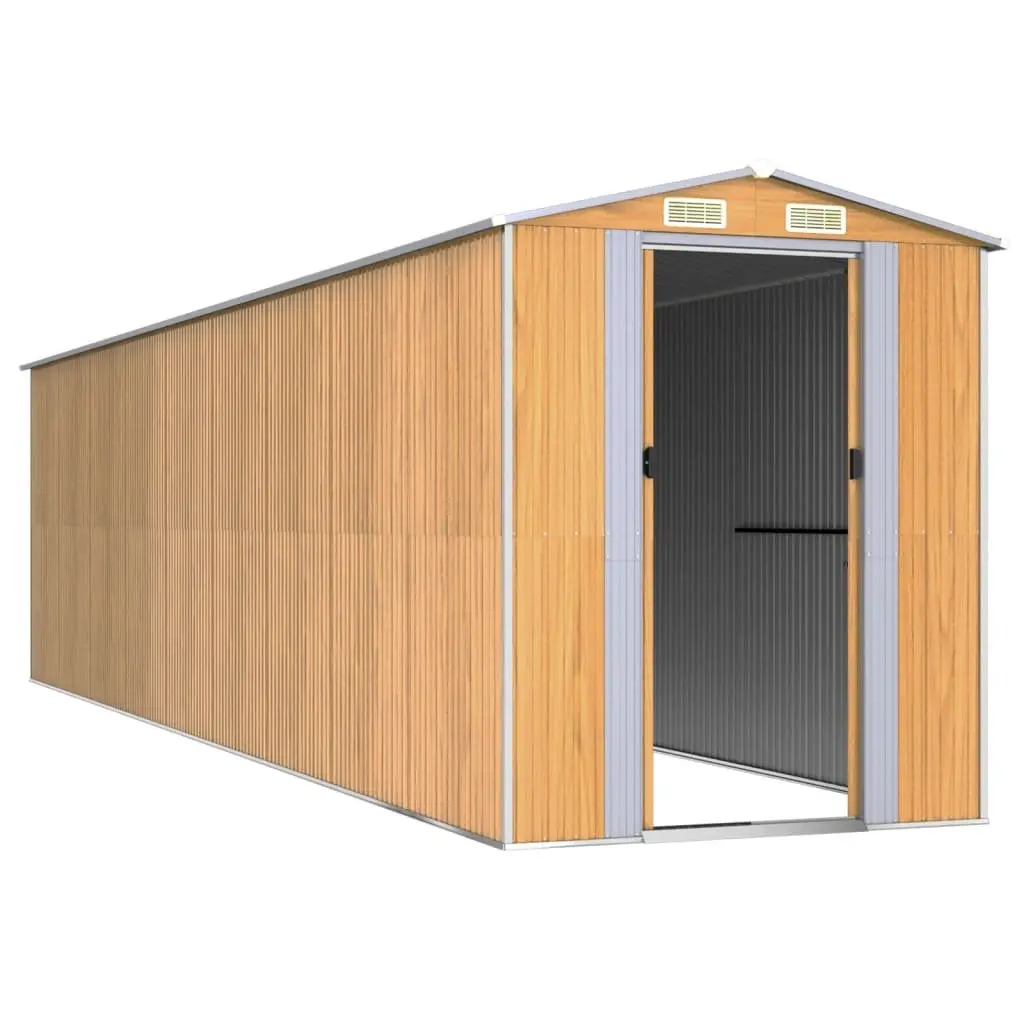 Garden Shed Light Brown Outdoor Storage Galvanised Steel Sliding Doors