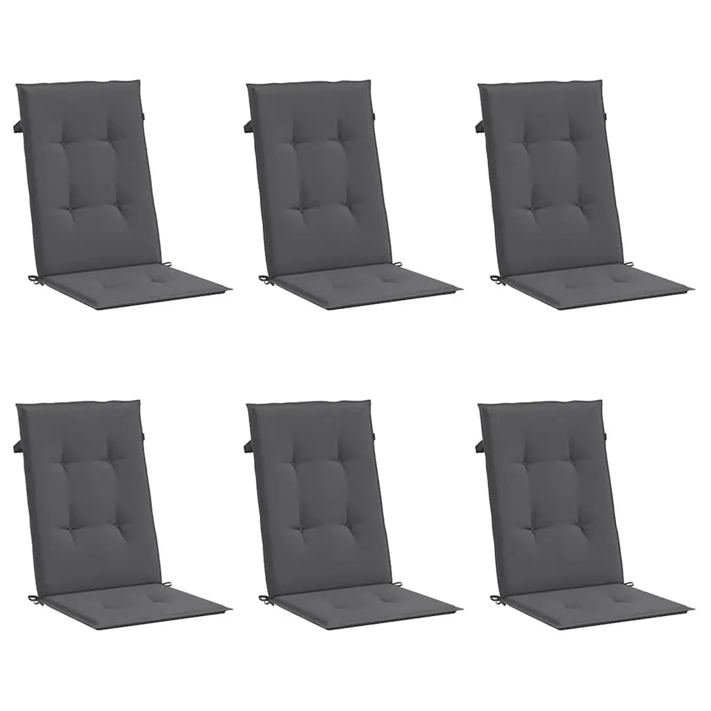 Outdoor Highback Chair Cushions 6 pcs Anthracite Garden Patio Seat Pad