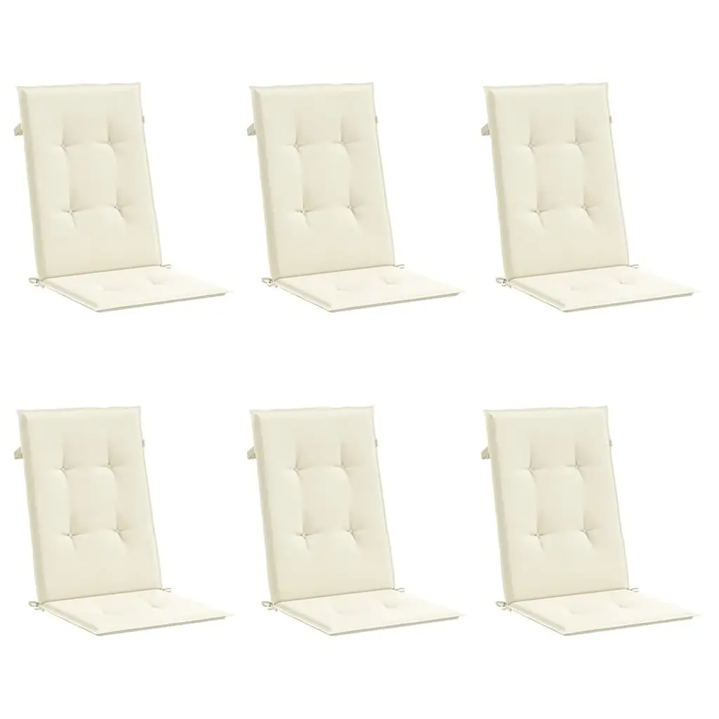 Highback Chair Cushions Cream 120x50x3cm 6 Piece Set Outdoor Patio Seat Pad Durable Polyester Foam Filling