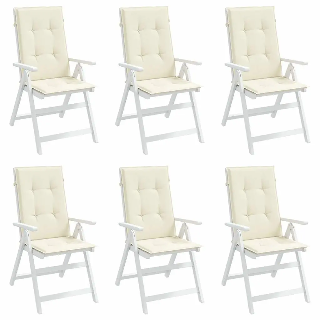 Highback Chair Cushions Cream 120x50x3cm 6 Piece Set Outdoor Patio Seat Pad Durable Polyester Foam Filling