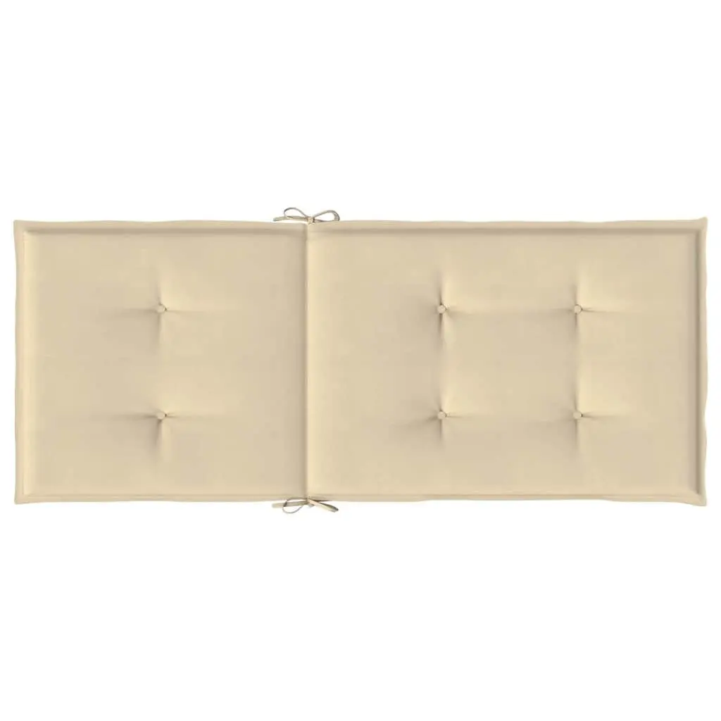 Garden Highback Chair Cushions 6 Pcs Beige Outdoor Patio Seat Pad Set