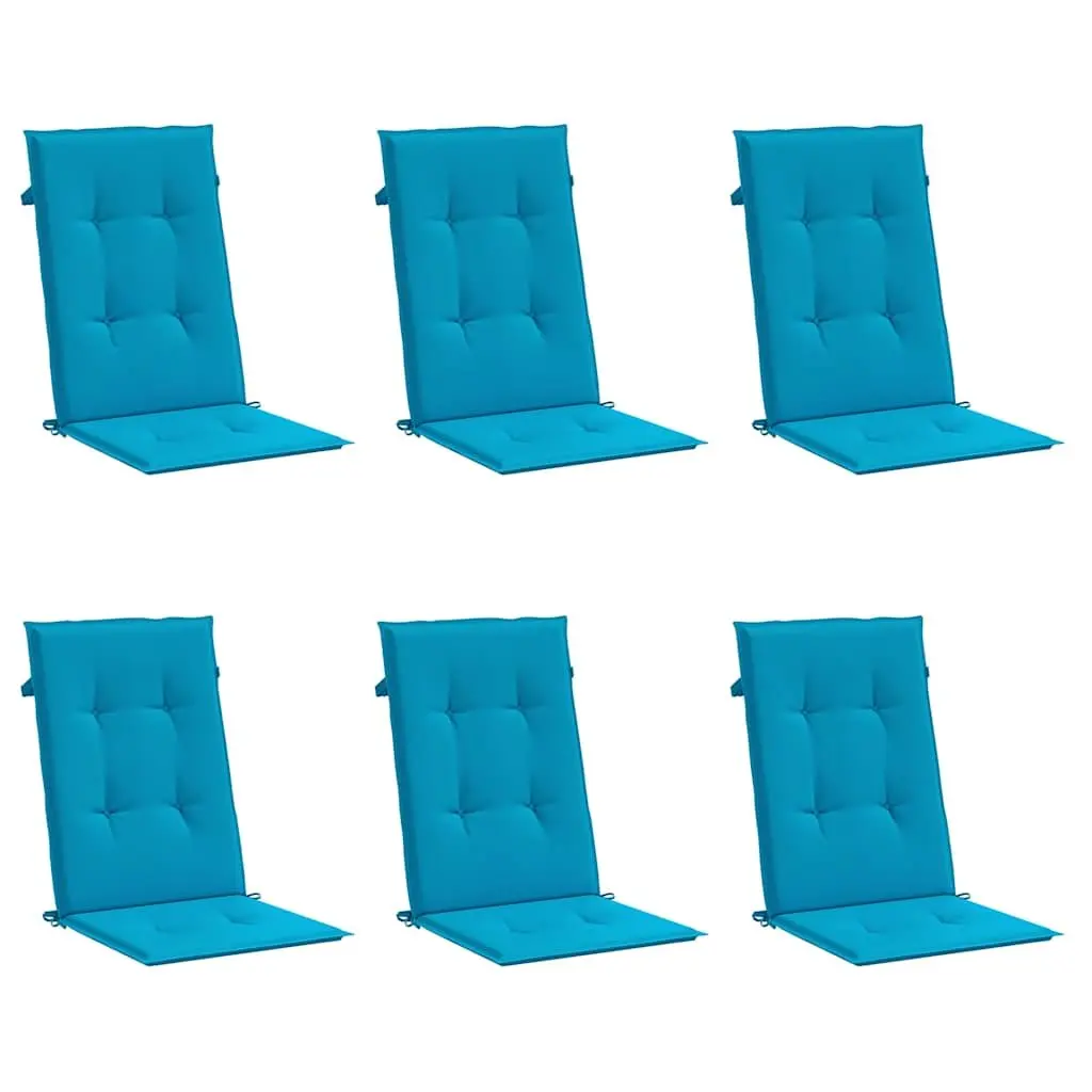 Garden Highback Chair Cushions 6 pcs Blue 120x50x3 cm Outdoor Furniture Pads