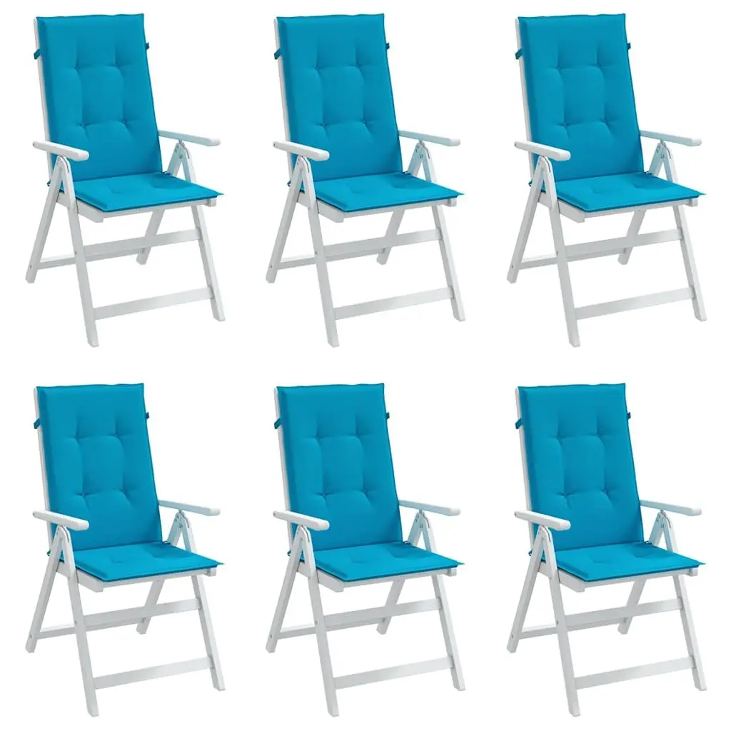 Garden Highback Chair Cushions 6 pcs Blue 120x50x3 cm Outdoor Furniture Pads