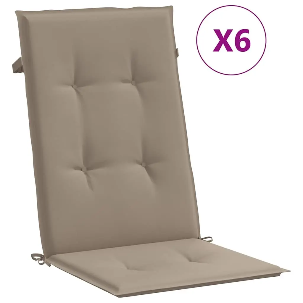 Highback Chair Cushions Foam Fill 120 x 50 x 3 cm Taupe 6 Piece Outdoor Garden Patio Seat Pad
