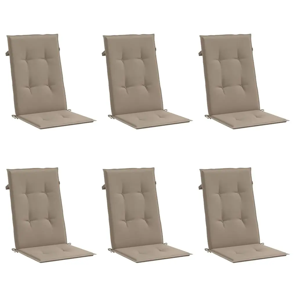 Highback Chair Cushions Foam Fill 120 x 50 x 3 cm Taupe 6 Piece Outdoor Garden Patio Seat Pad