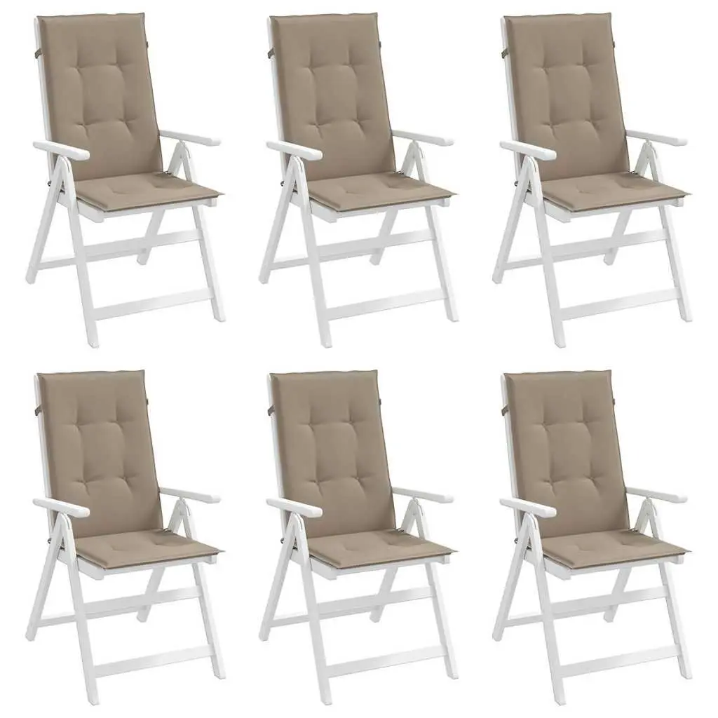 Highback Chair Cushions Foam Fill 120 x 50 x 3 cm Taupe 6 Piece Outdoor Garden Patio Seat Pad