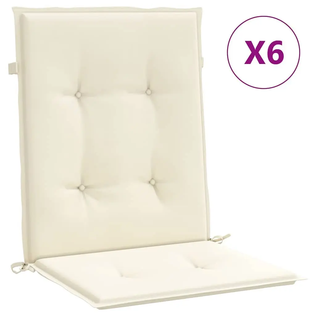 6PieceCushionsforLowbackChairsOxfordFabricFoamFibreCreamOutdoorGardenPatioFurnitureSeatPads