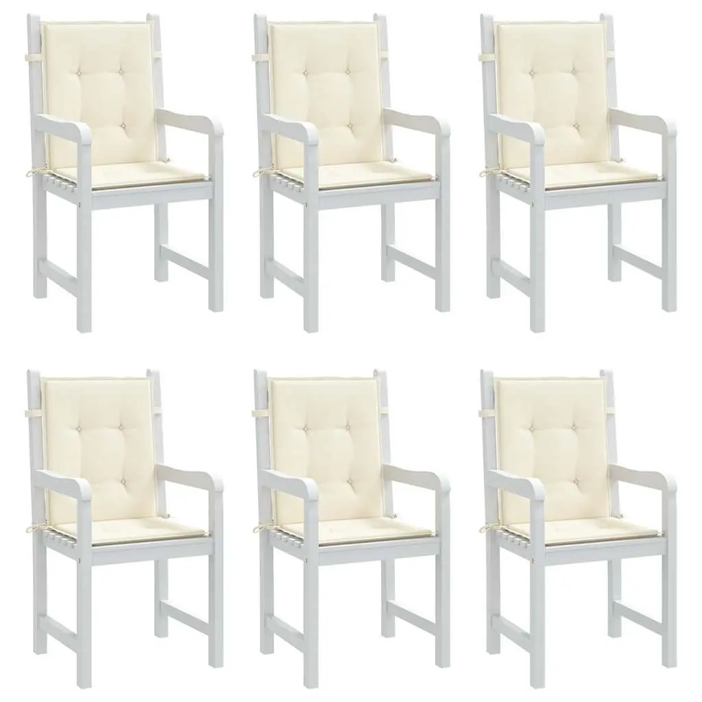 6PieceCushionsforLowbackChairsOxfordFabricFoamFibreCreamOutdoorGardenPatioFurnitureSeatPads