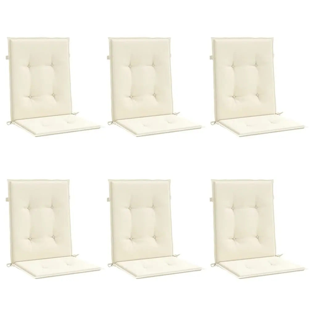 6PieceCushionsforLowbackChairsOxfordFabricFoamFibreCreamOutdoorGardenPatioFurnitureSeatPads