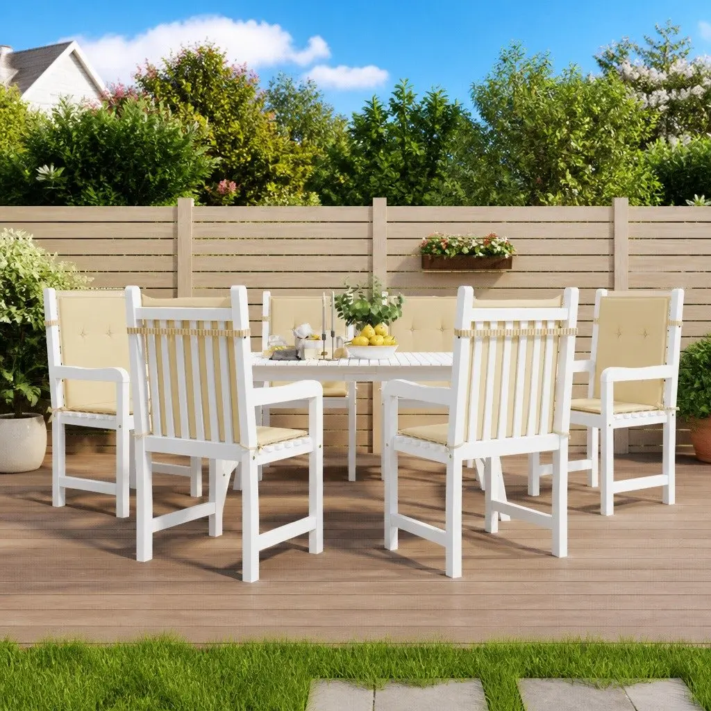 Garden Lowback Chair Cushions 6 pcs Beige Outdoor Patio Furniture Seat Pads