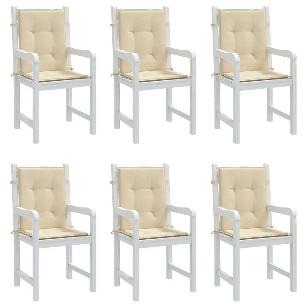 Garden Lowback Chair Cushions 6 pcs Beige Outdoor Patio Furniture Seat Pads