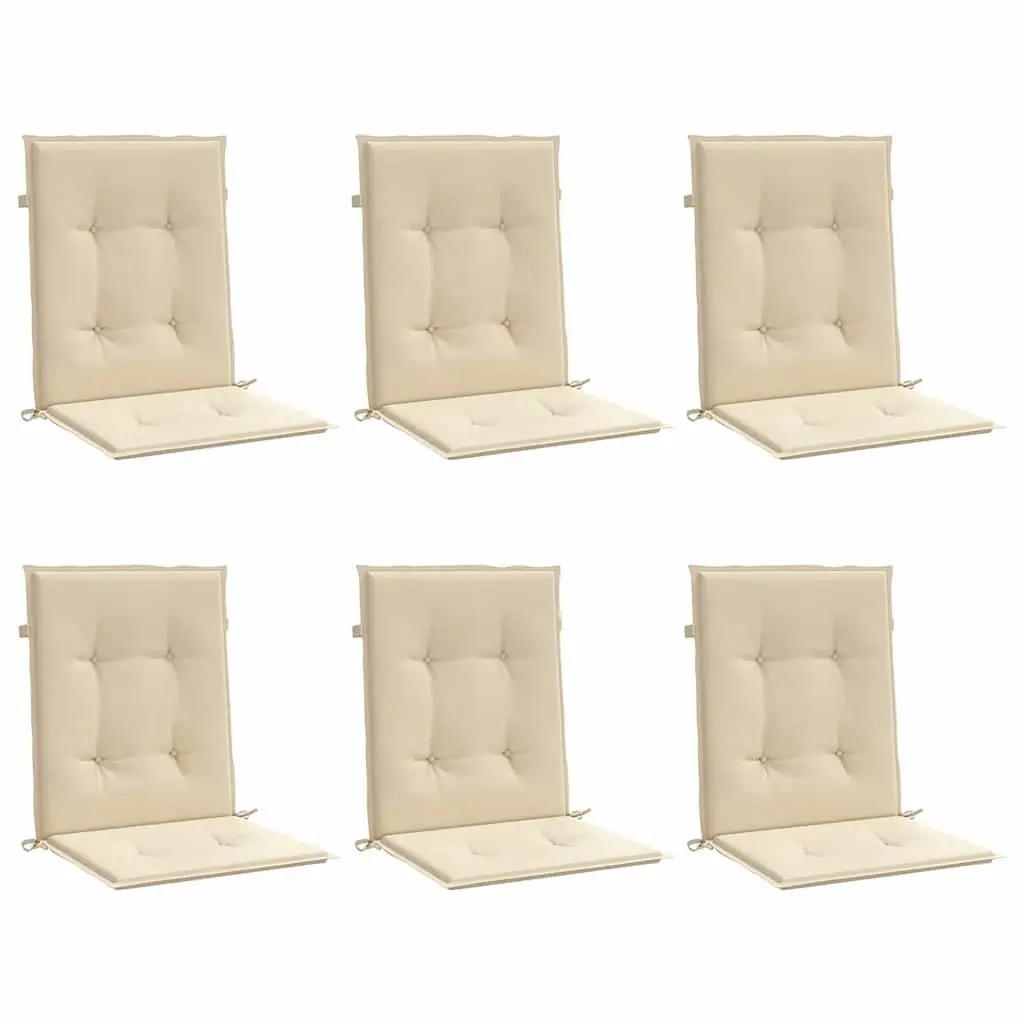 Garden Lowback Chair Cushions 6 pcs Beige Outdoor Patio Furniture Seat Pads