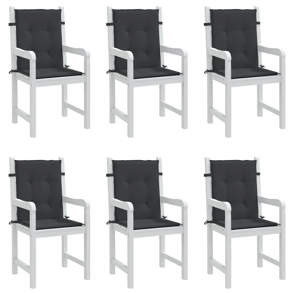 Lowback Chair Cushions Outdoor Patio Set 6 Pieces 100x50x3 cm Black Oxford Fabric Water Resistant Foam Fibre Filling
