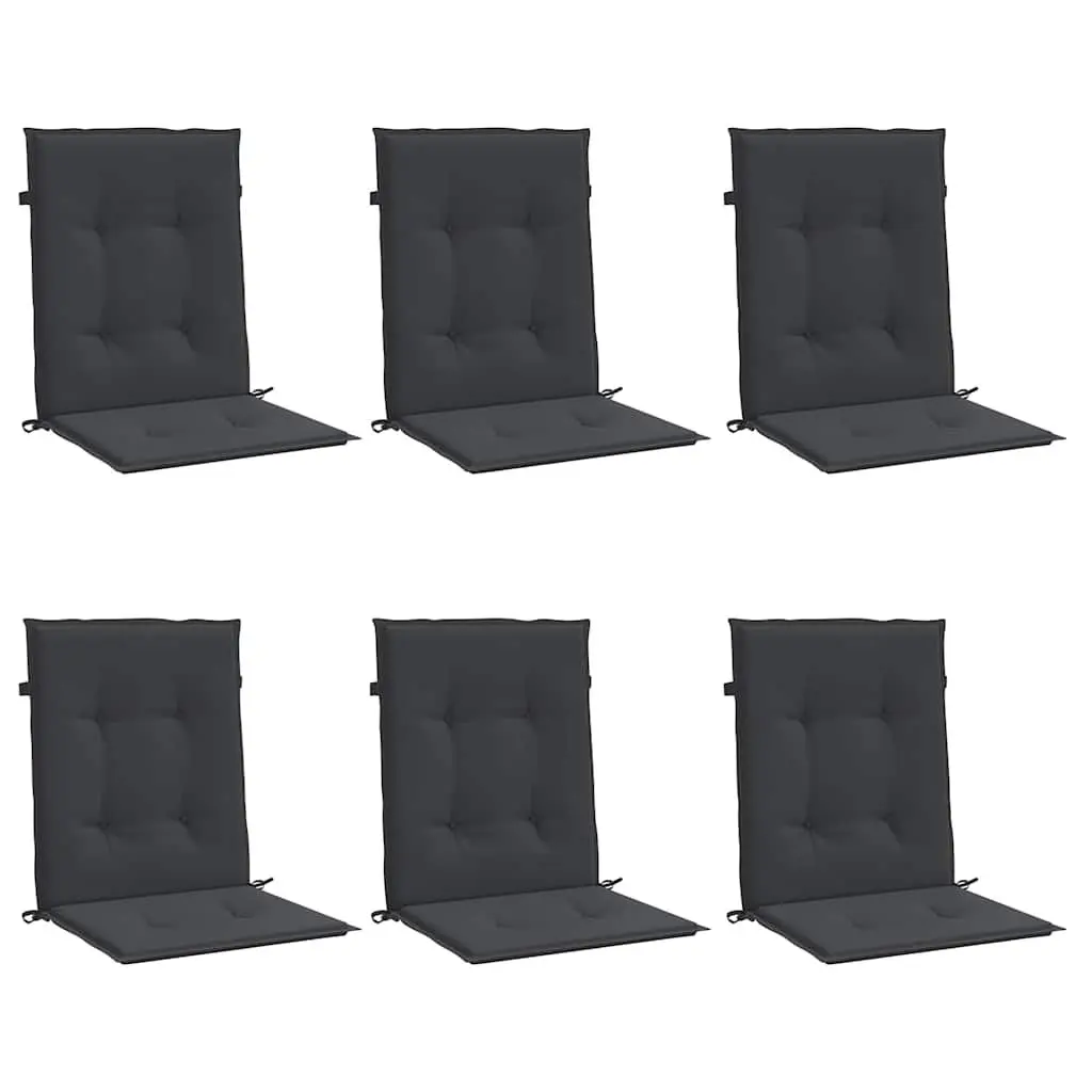 Lowback Chair Cushions Outdoor Patio Set 6 Pieces 100x50x3 cm Black Oxford Fabric Water Resistant Foam Fibre Filling