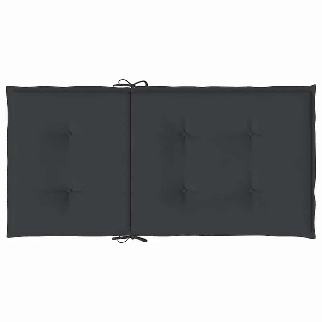 Lowback Chair Cushions Outdoor Patio Set 6 Pieces 100x50x3 cm Black Oxford Fabric Water Resistant Foam Fibre Filling