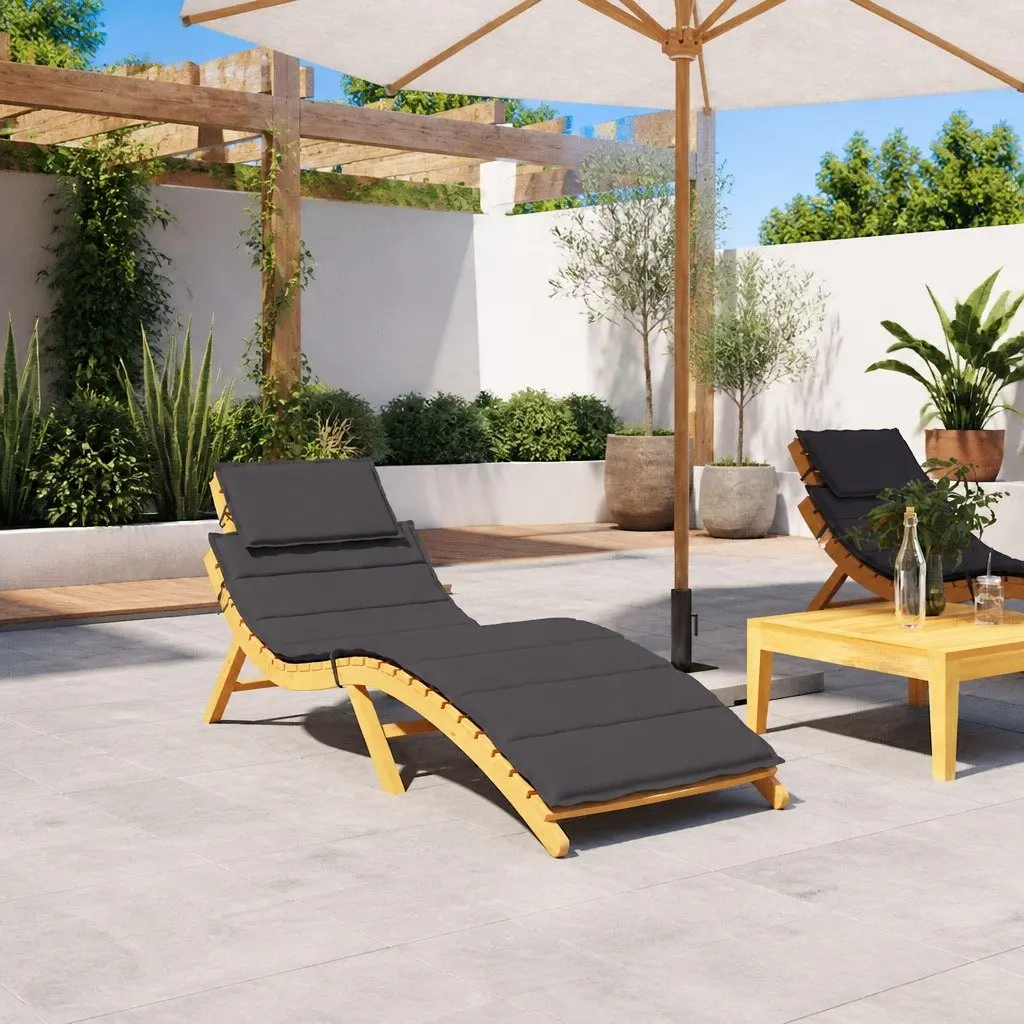 Sun Lounger Cushion Oxford Fabric 186 x 58 cm Black