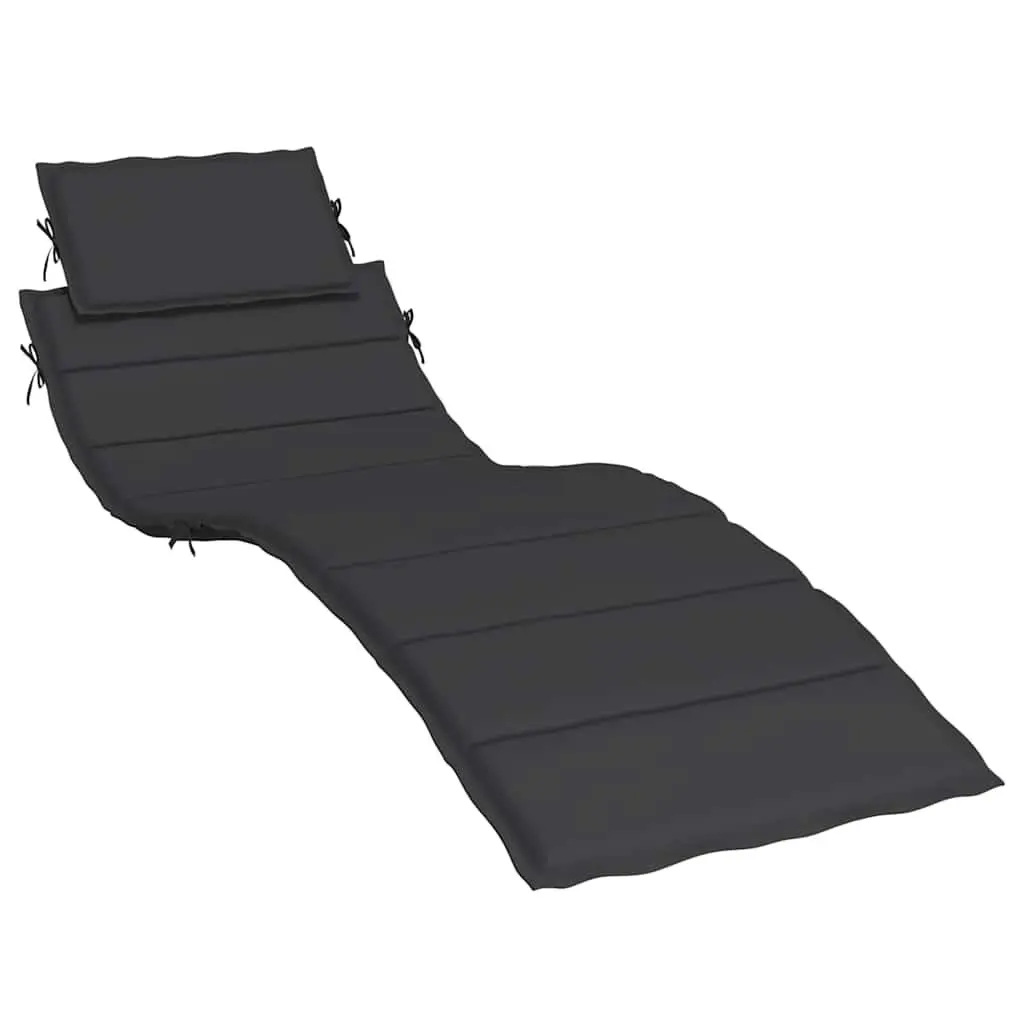 Sun Lounger Cushion Oxford Fabric 186 x 58 cm Black