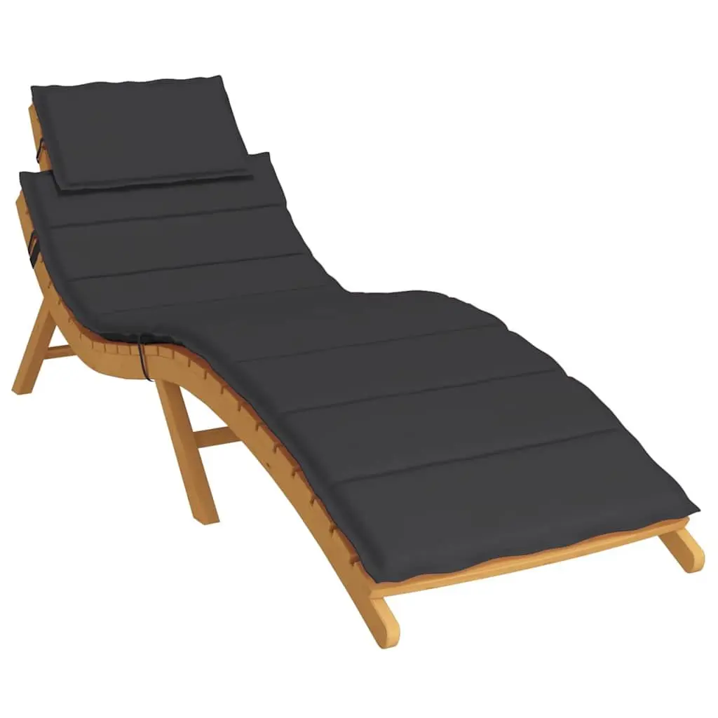Sun Lounger Cushion Oxford Fabric 186 x 58 cm Black