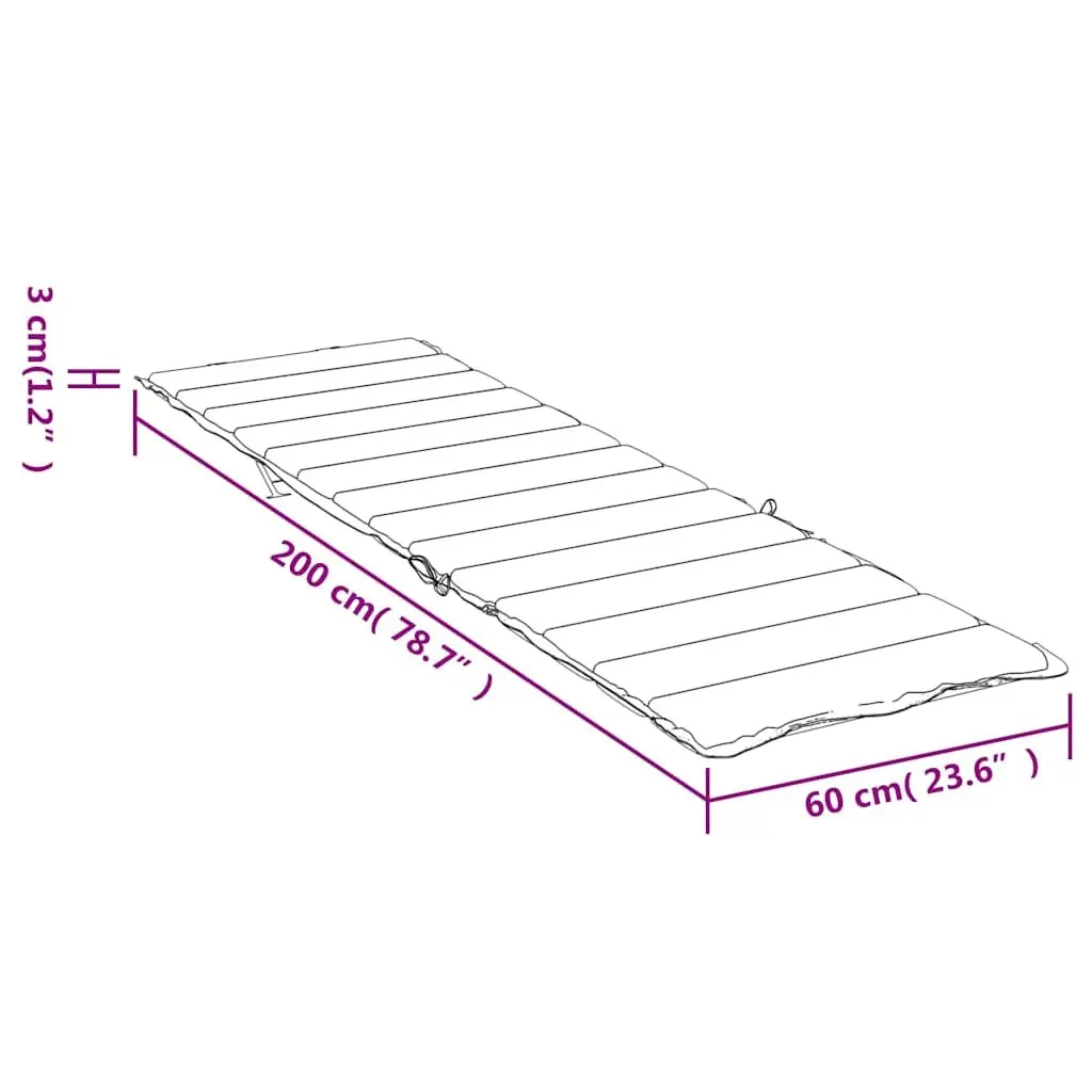 Sun Lounger Cushion Oxford Fabric 200x60x3cm Anthracite Outdoor Garden Patio Chair Pad