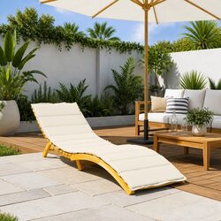 Cream Sun Lounger Cushion for Garden and Indoor Chairs