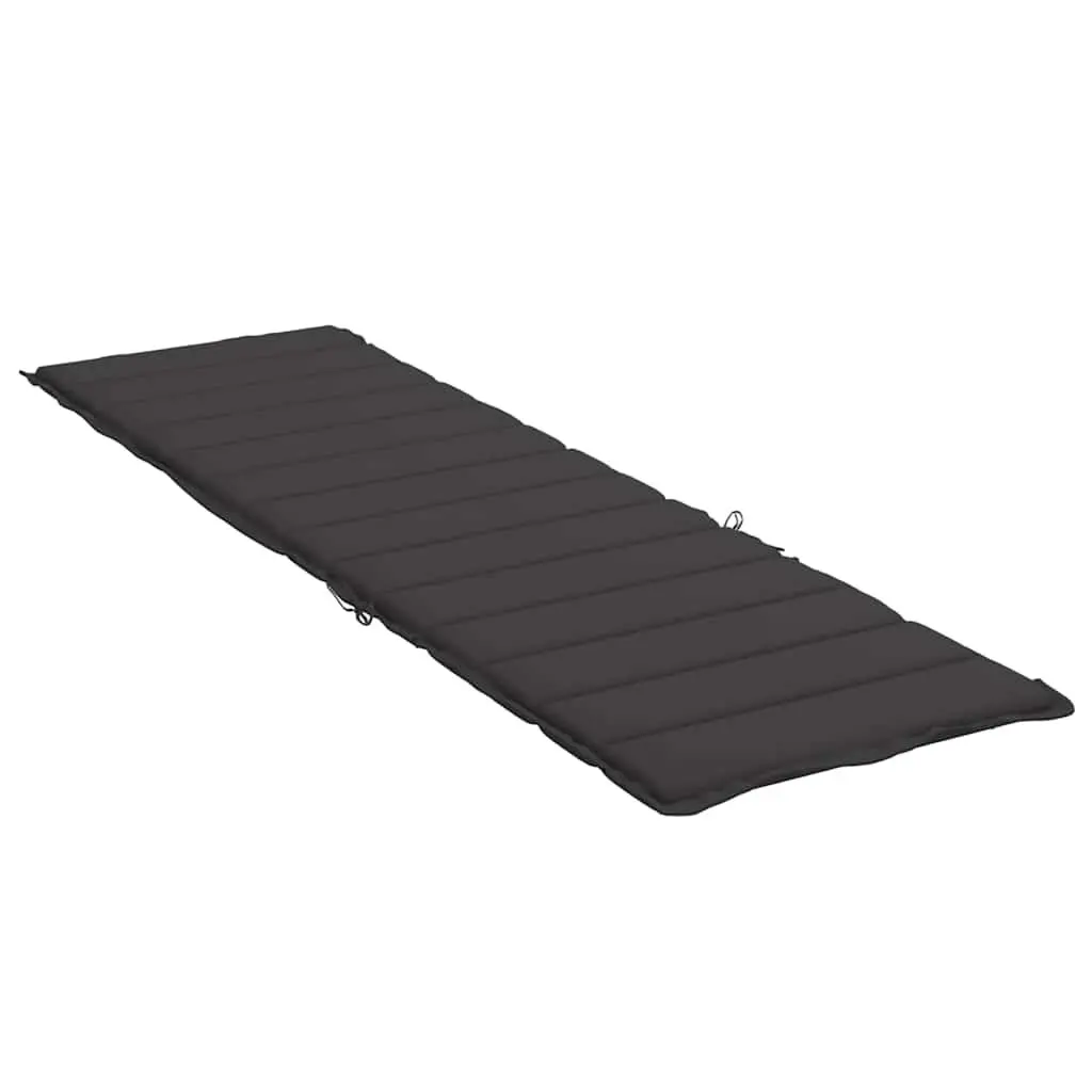 Sun Lounger Cushion Outdoor Oxford Fabric Black Water Resistant 200x70cm Soft Foam Filling for Garden Patio Chair