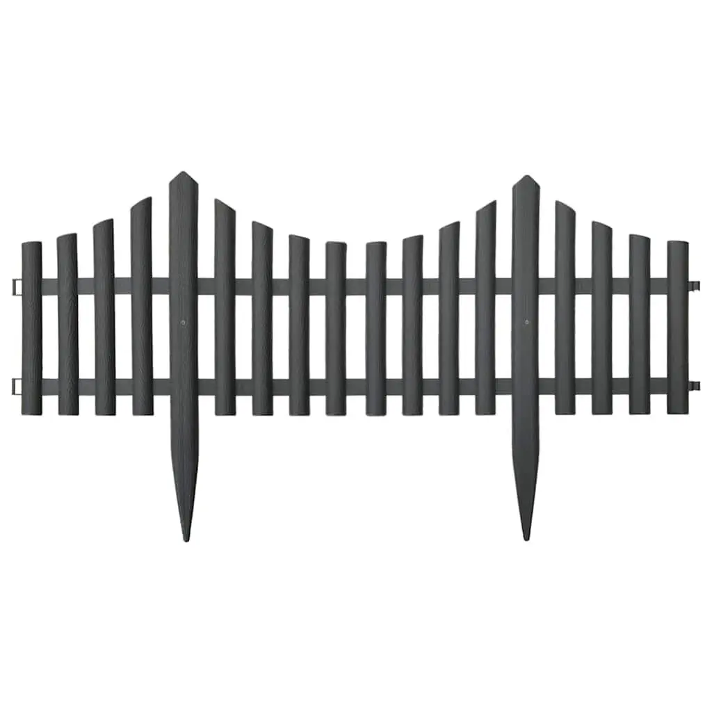 Lawn Edging Borders PP Interconnectable 10m Anthracite 17 Pieces