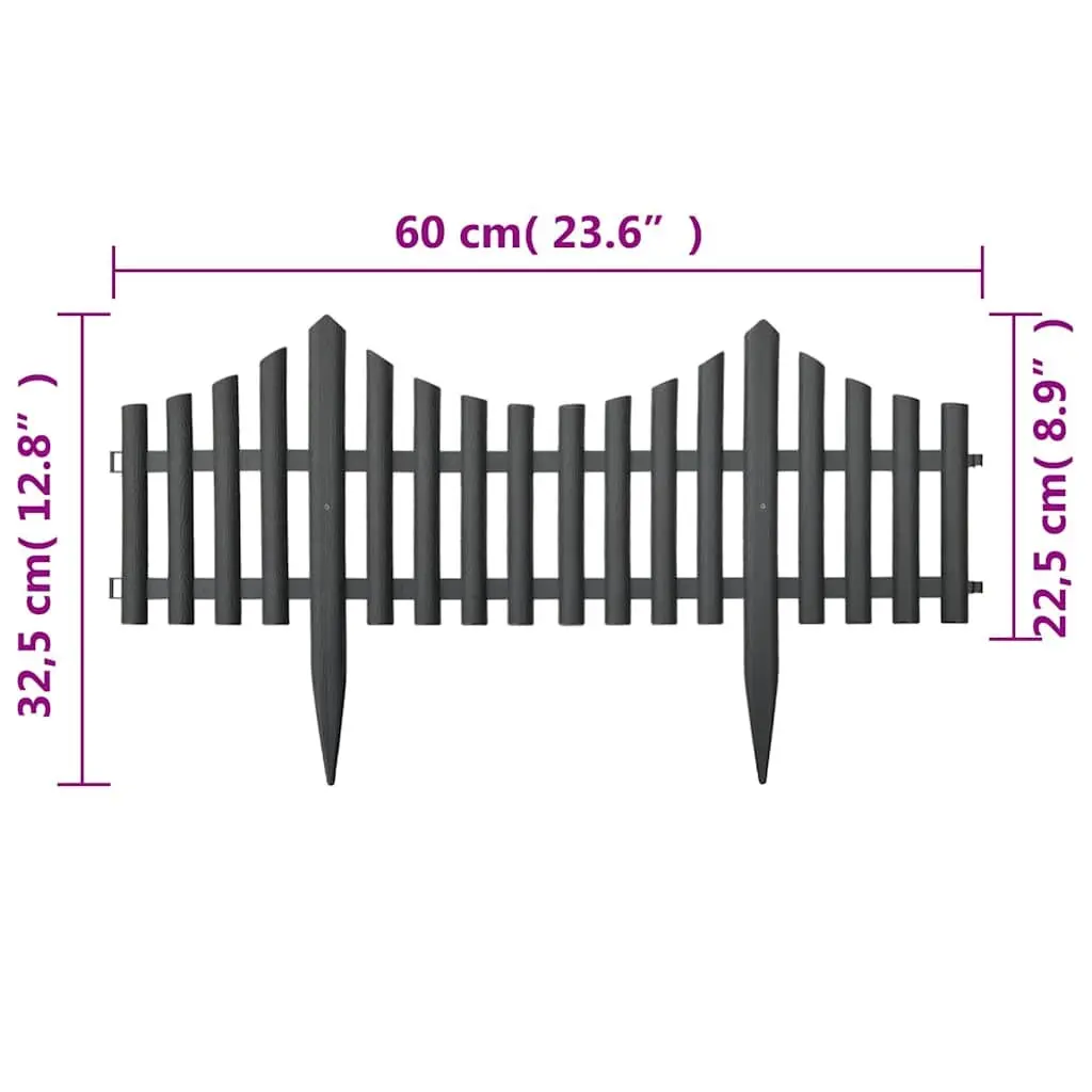 Lawn Edging Borders PP Interconnectable 10m Anthracite 17 Pieces
