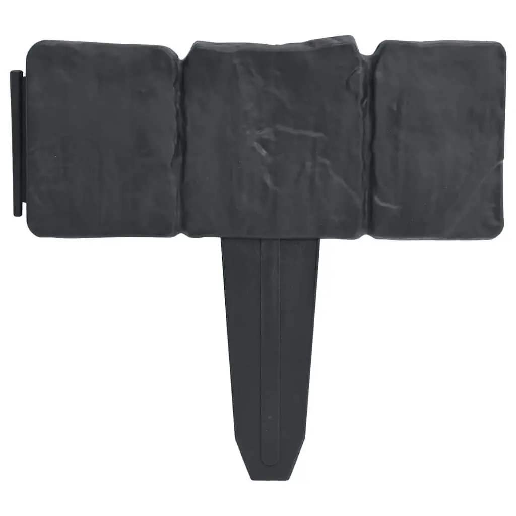 Garden Edging Fence Border Anthracite Plastic Stone Look 10m Length 41 Pieces