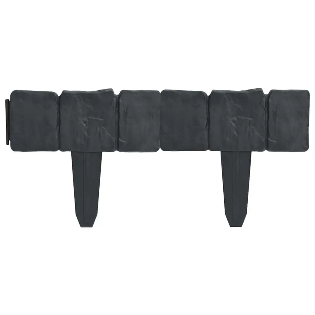 Garden Edging Fence Border Anthracite Plastic Stone Look 10m Length 41 Pieces