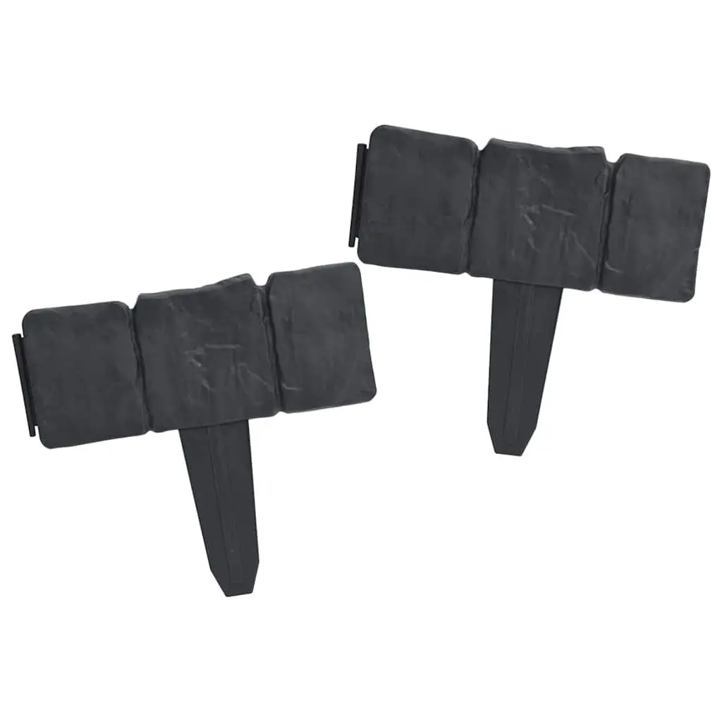 Garden Edging Fence Border Anthracite Plastic Stone Look 10m Length 41 Pieces