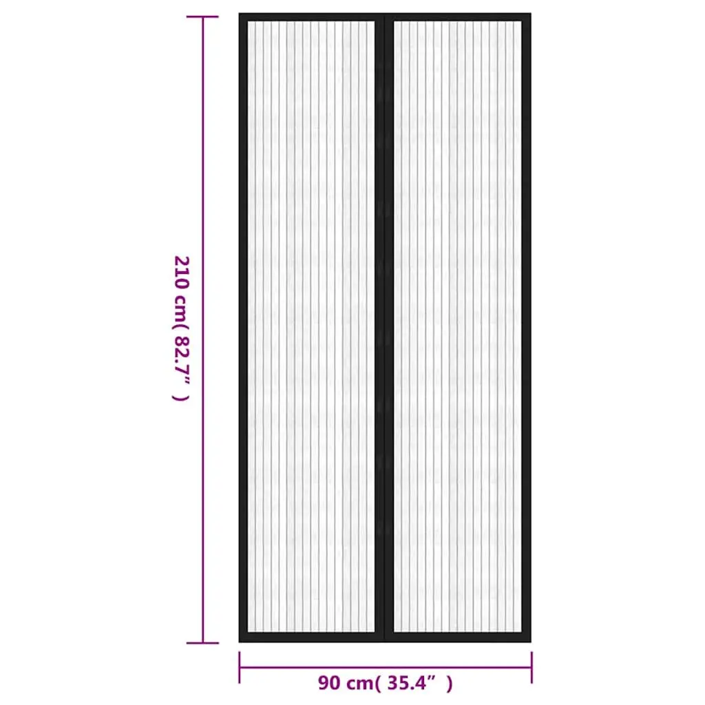 Insect Door Curtains 2 pcs with Magnet Blocks Black 210x90 cm Mesh Screen