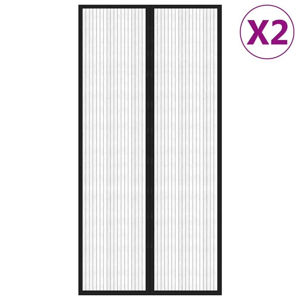 Insect Door Curtains Polyester Mesh 220x100 cm Black 2 Piece