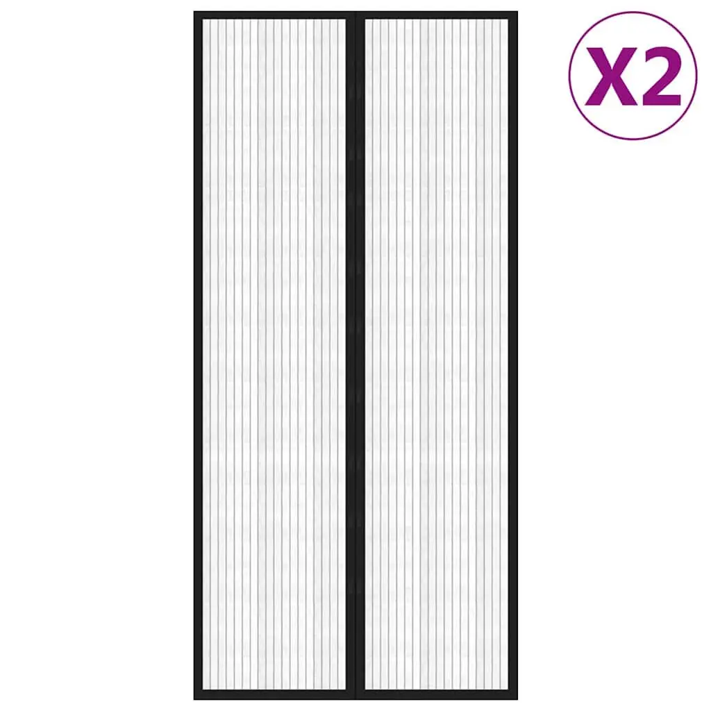 Insect Door Curtains for Easy Home Use 2 pcs Black 220x110 cm