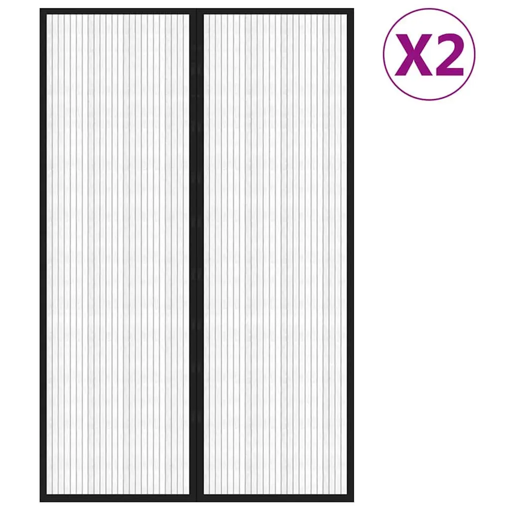 Insect Door Curtains Mesh Screen Water-resistant Polyester 220x130 cm Black 2 pcs